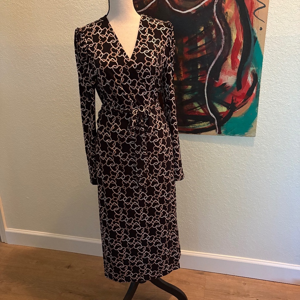 Ann Taylor Maxi Wrap Dress Long leeve Brown size 6 NWT